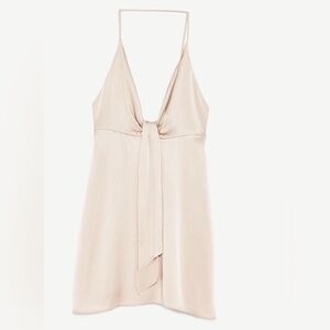 ZARA Silky Strappy Knotted Slip Dress • Nude • Size S • NWT • Sold Out